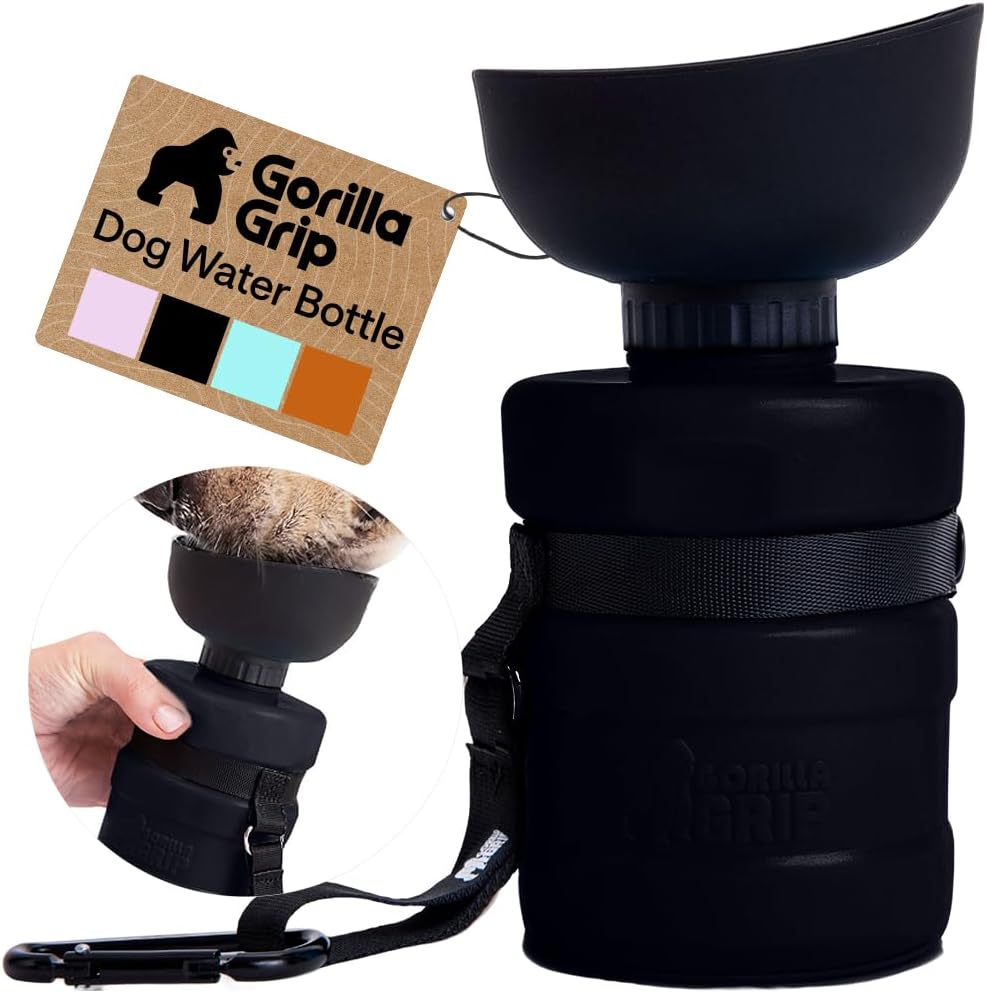GORILLA GRIP Portable Dog Water Bottle, Food Grade Silicone