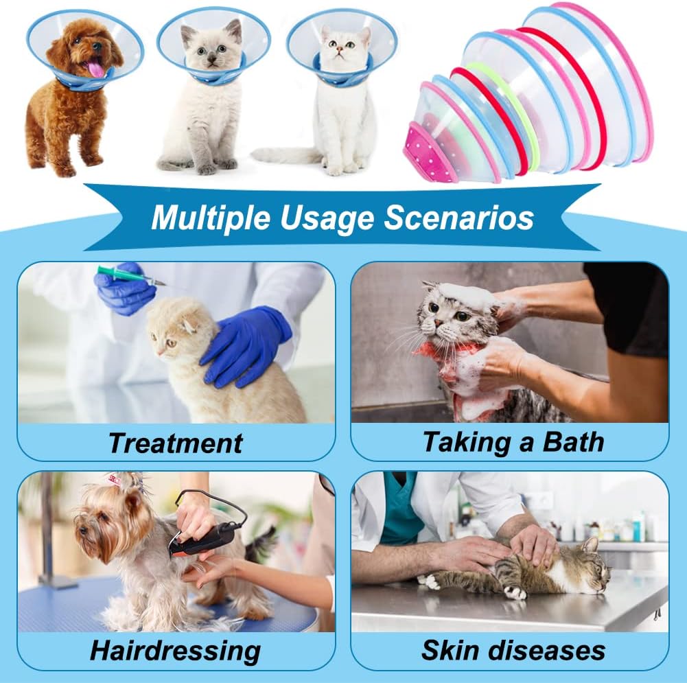 Vivifying Dog Recovery Cone for Small Dogs & Cats, Snap Closure, Blue