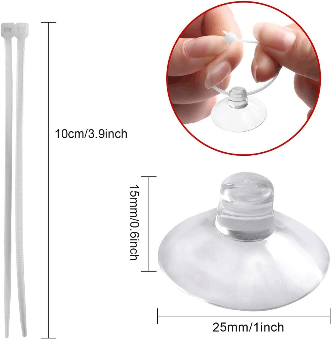 FEBSNOW Aquarium Suction Cups with Ties, Fish Tank Plant Holders