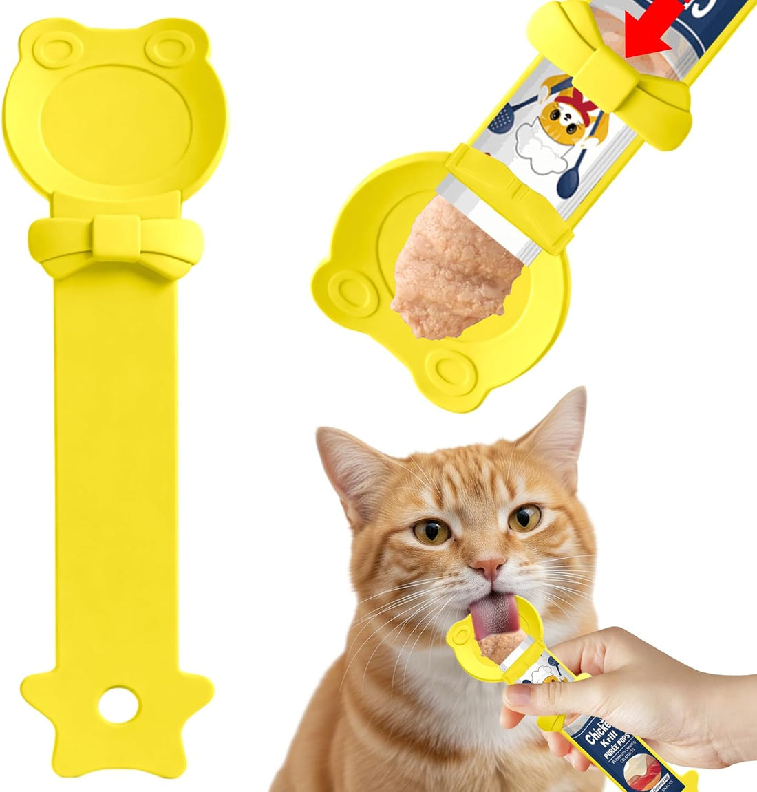 Lickable Cat Treat Spoon, Puree Squeeze Feeder, Silicone