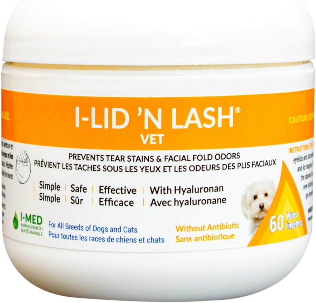 I-LID ’N LASH Vet Dog Eye Wipes - Tear Stain Preventer for Dogs