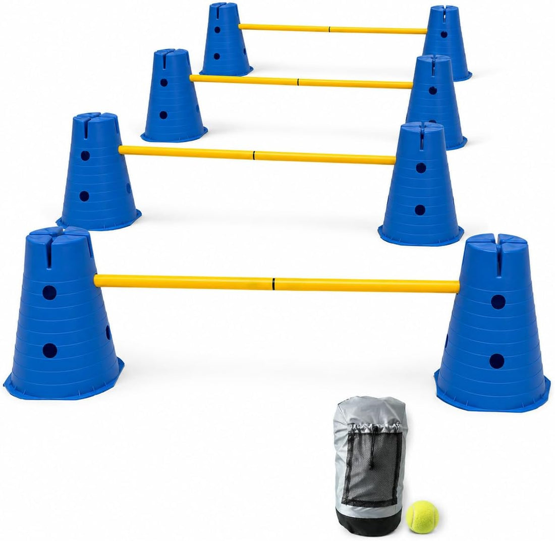 Dog Agility Equipment, 20-Inch Hurdle Set, 10.6 oz Weighted Cones