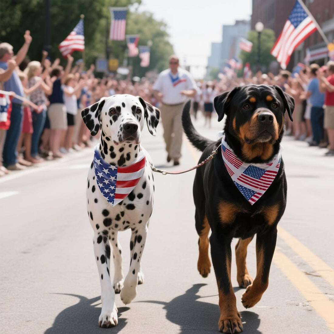 CozyHaus 2PCS Dual-Layer Design Patriotic Dog Bandanas Outfit,Large