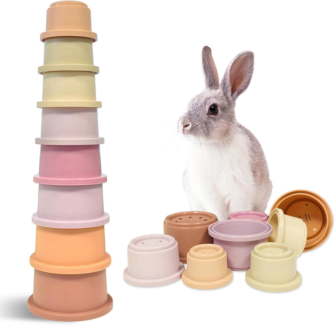 8 Pcs Stacking Cups for Bunny,Colorful Nesting Reusable Rabbit Toys