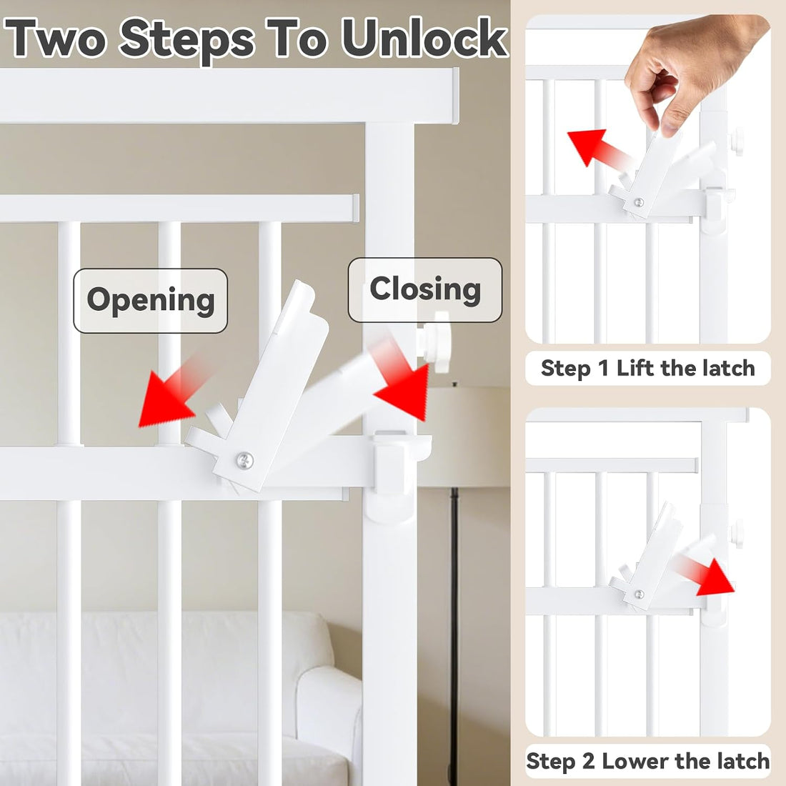 Snuowu 51"-87" Extra Tall Pet Gate for Cats