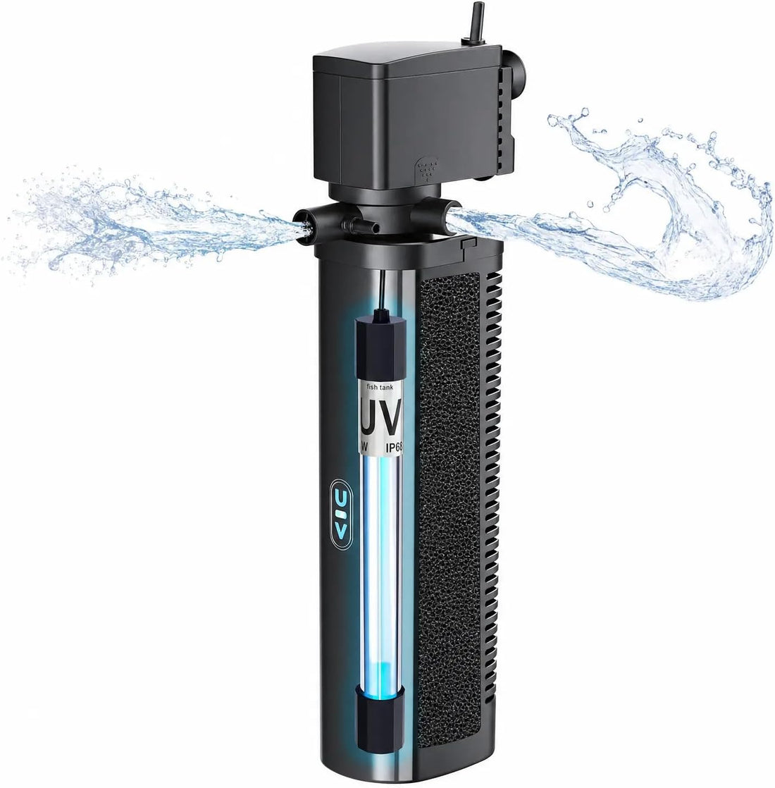 COOSPIDER Aquarium Filter with 7W U-V Light 300GPH for 75-200 Gallon