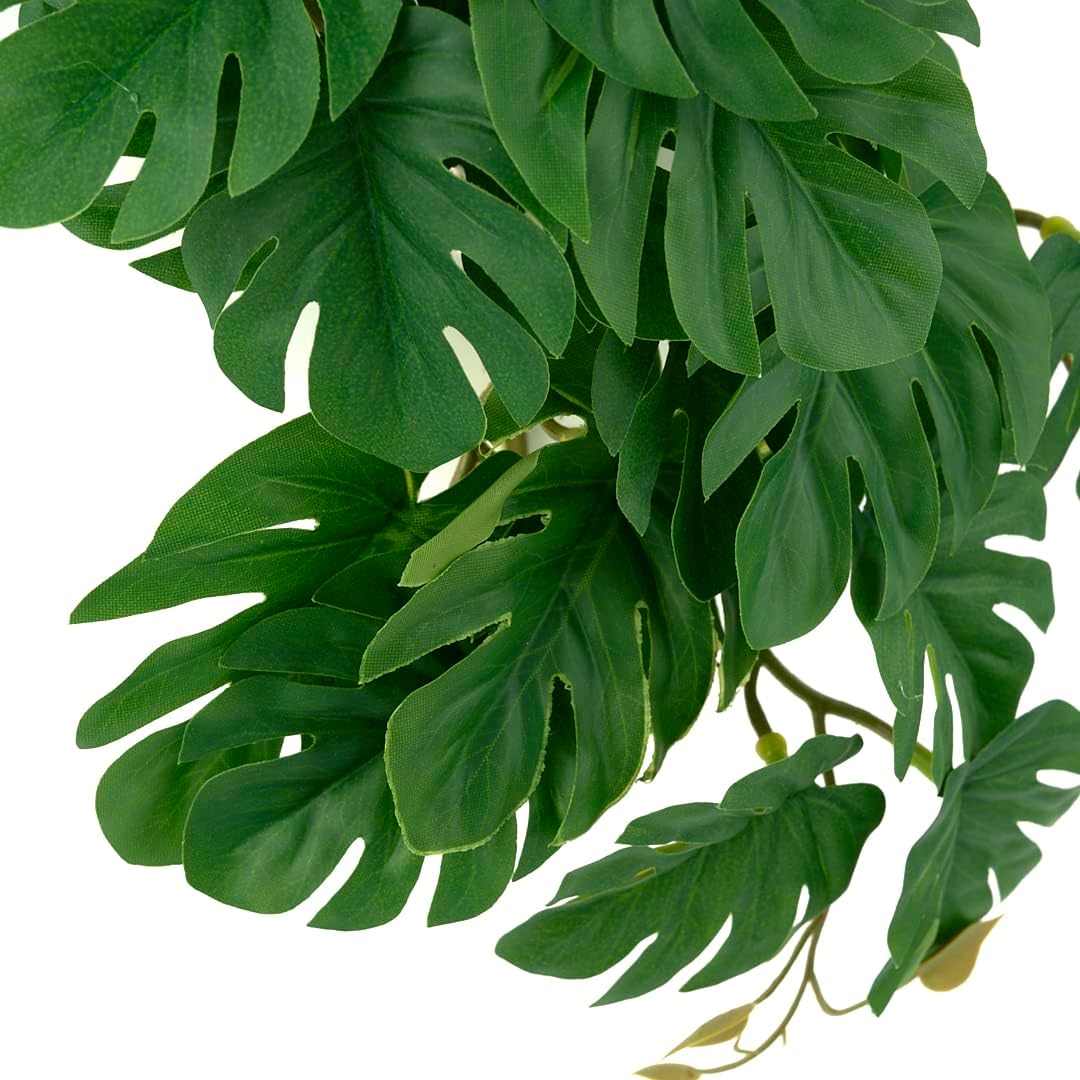 2Pack Reptile Plants for Terrarium, Fake Monstera with Suction Cups