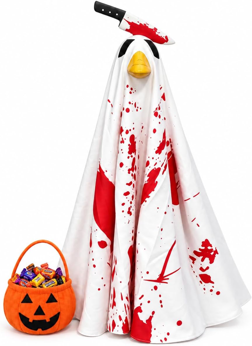Halloween Porch Goose Outfit Bloody Ghost Pumpkin for Outdoor Lawn
