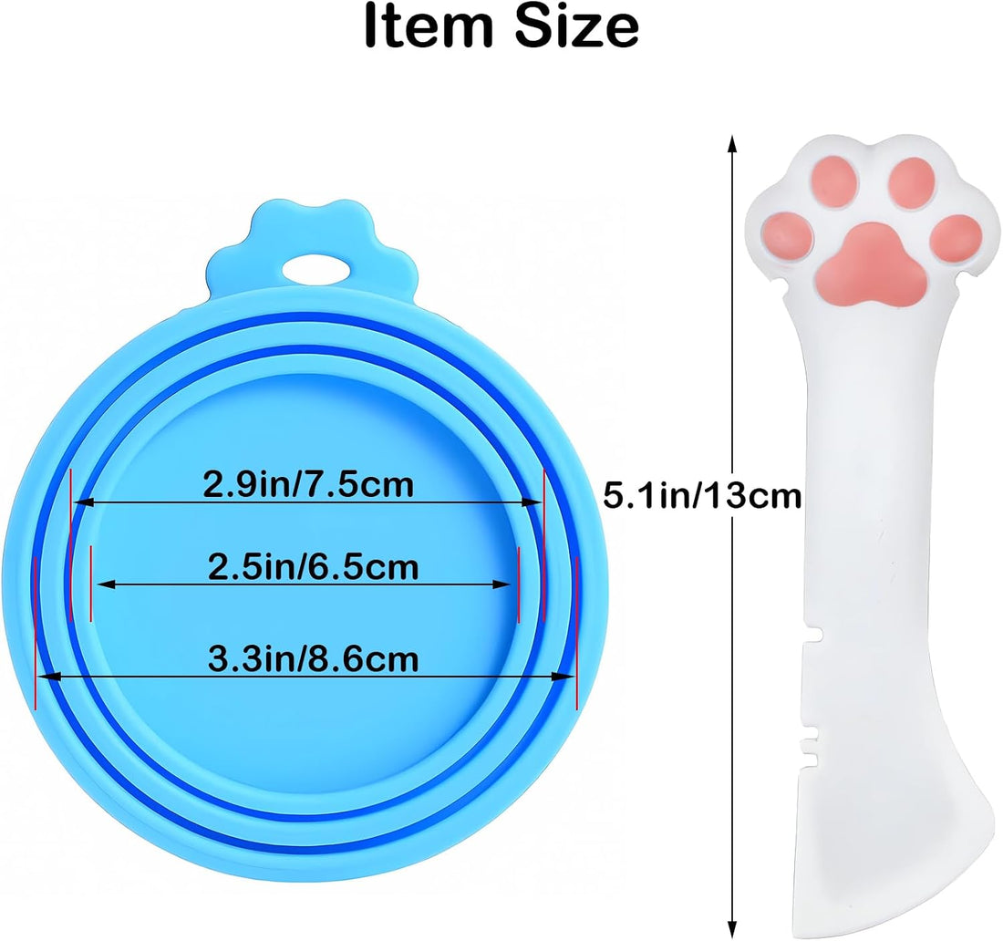 Giozoc Cat Food Can Covers Lids & White Spoon