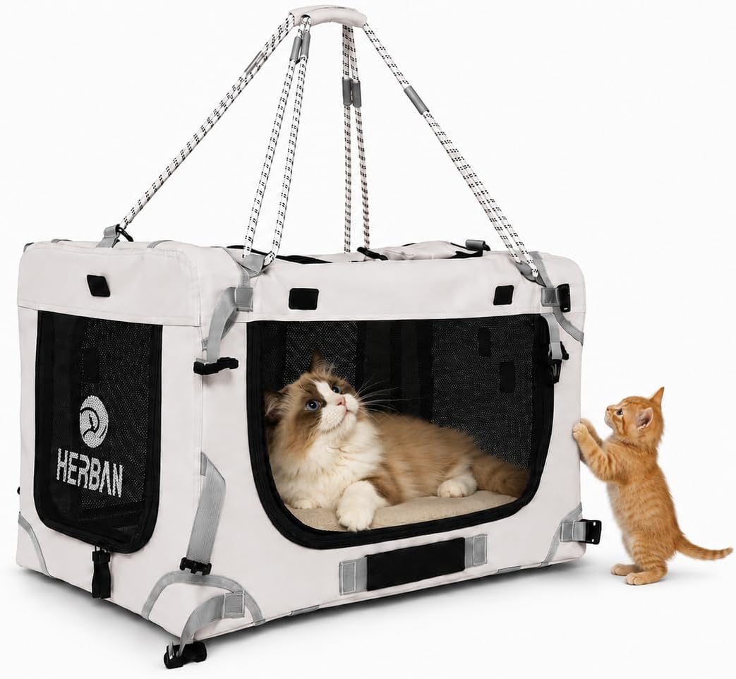 HERBAN Soft-Sided Cat Carrier, Car Travel Folding Bag