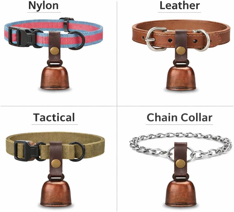 kcrygogo Dog Collar Bell with Leather Snap Strap