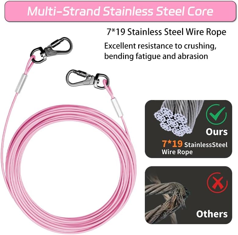Mi Pupjoy Dog Tie Out Cable - Chew Proof Steel Wire Lead