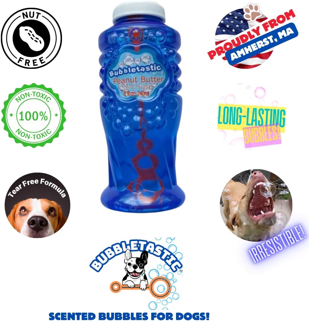 Bubbletastic Peanut Butter Scented Dog Bubbles 8 Ounce Bottle