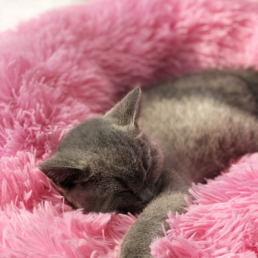 BODISEINT Modern Soft Plush Round Pet Bed for Cats or Small Dogs