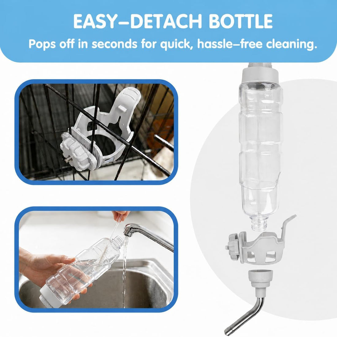 Vannon Water Bottle for Small Animals, 34oz Top-Fill Pet Dispenser