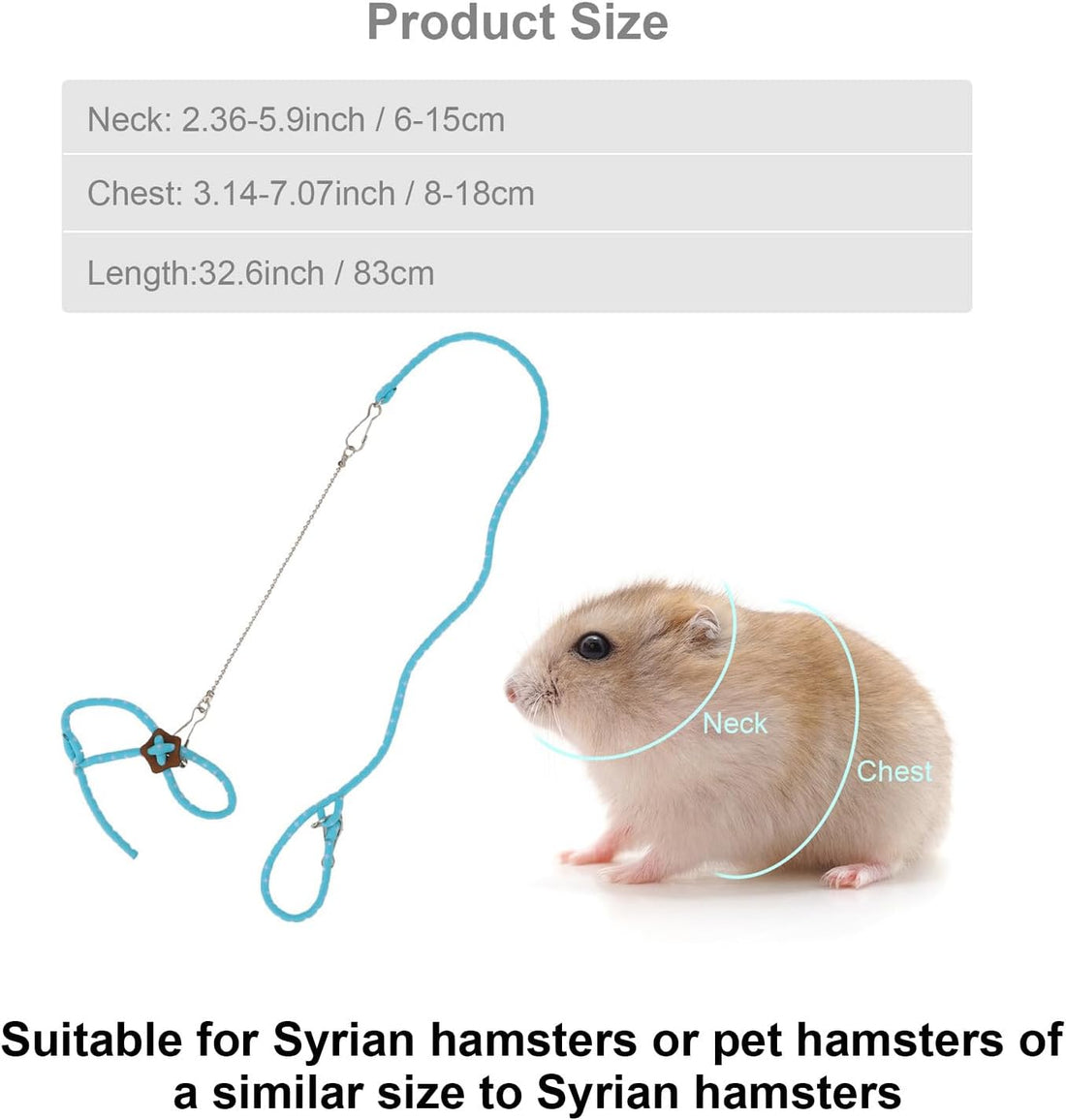 Hypeety Syrian Hamster Leash Harness Set Adjustable Training Lead