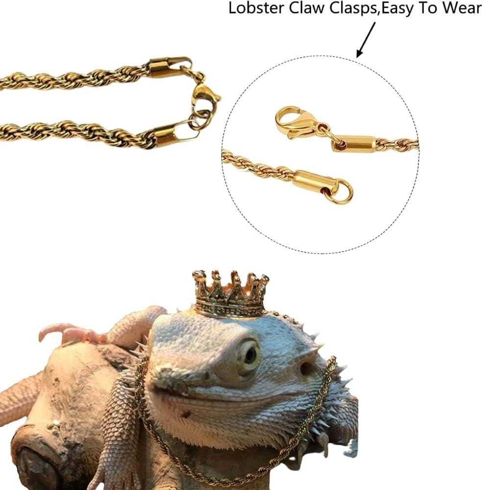 2Pcs Lizard Crown Necklace Set Metal Lizard Outfit Reptile Clothes