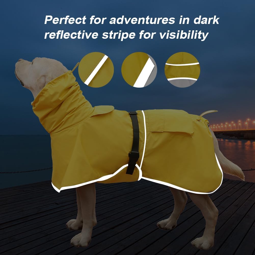 Dog Raincoat Waterproof Rain Jacket for Large Dogs Yellow,5XL