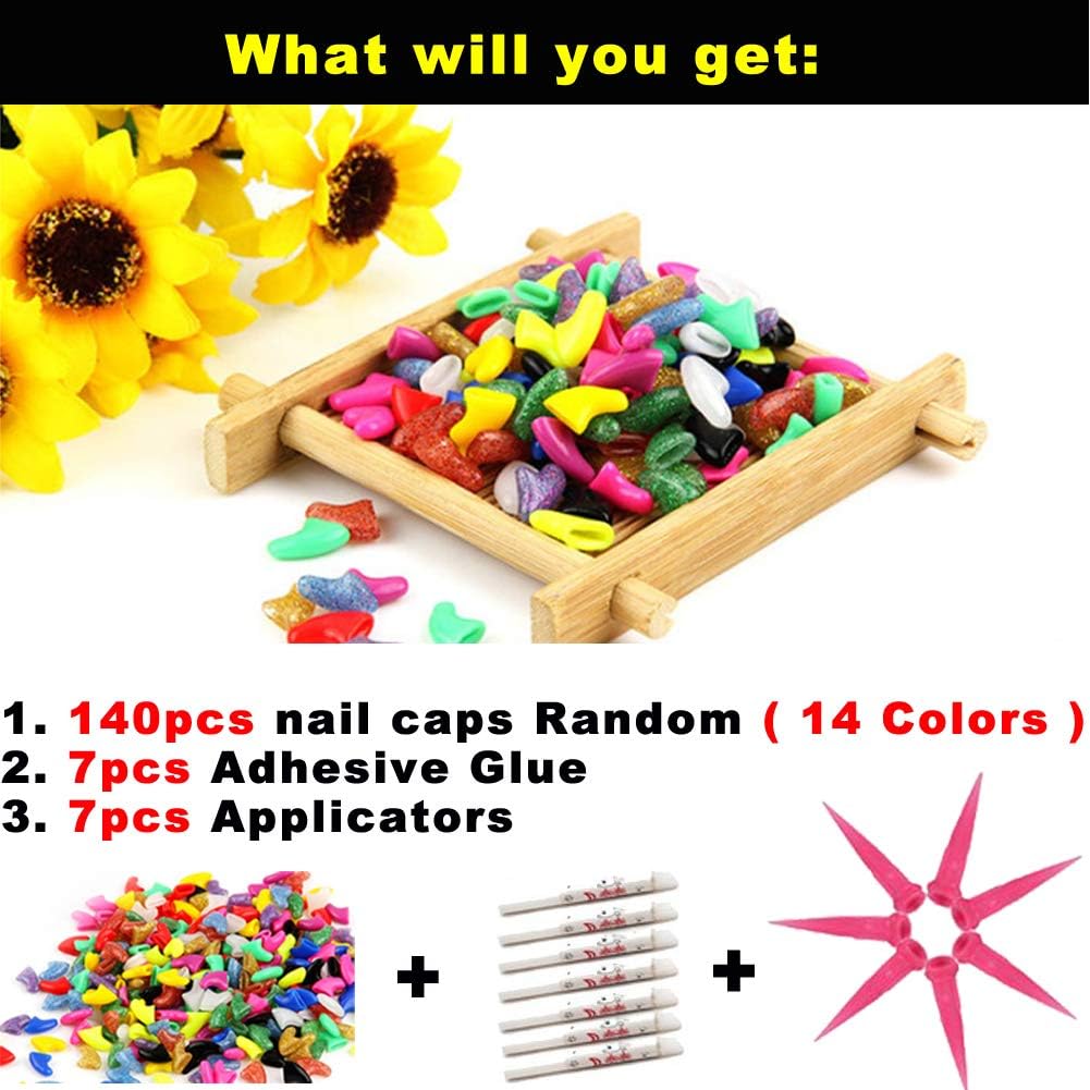 VICTHY 140pcs Cat Nail Caps, Cat Claw Covers Cat Nail Covers