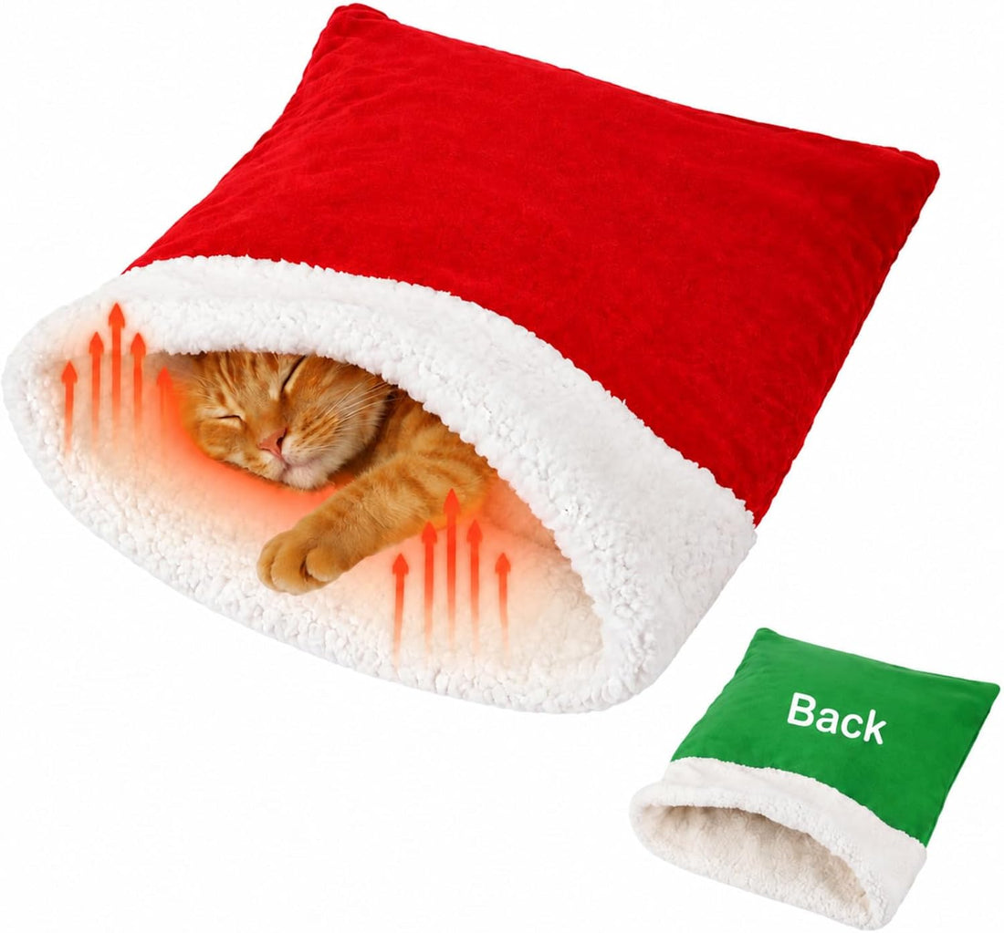 Self Heating Cat Sleeping Bag for Indoor Cats, Gray, Classic