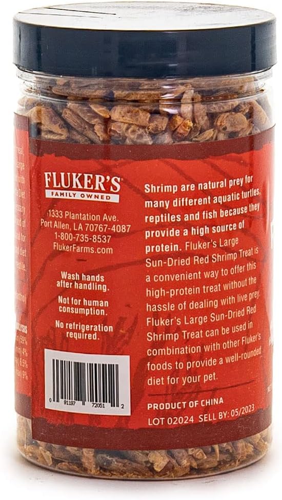Fluker's All Natural Large Sun-Dried Red Shrimp, High Protein Treats
