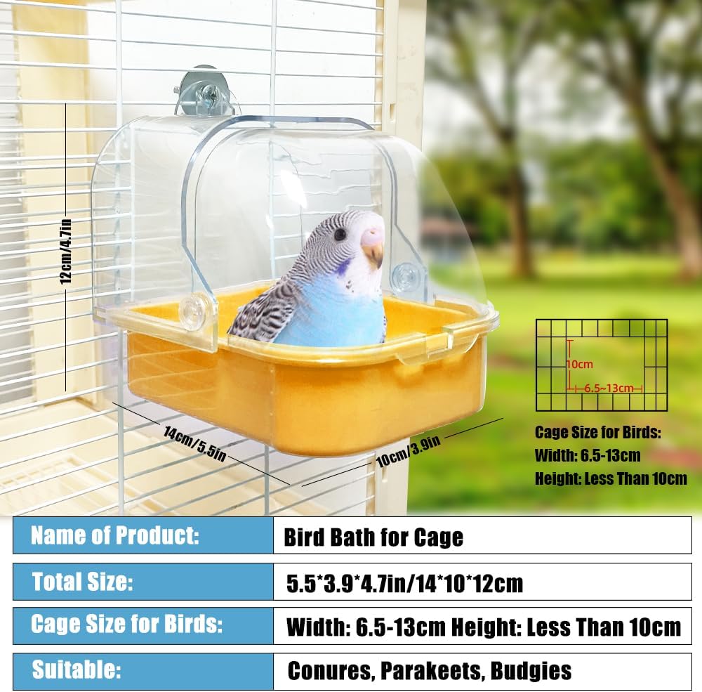 Bird Bath for Cage, Cleaning Pet Supplies Cockatiel Bird Bathtub