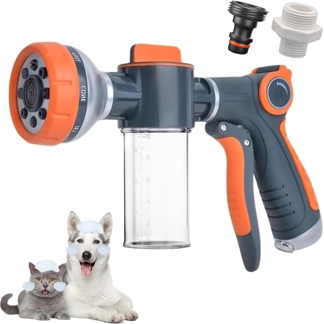 8-in-1 Dog Washing Hose Attachment with Soap Dispenser for Pets