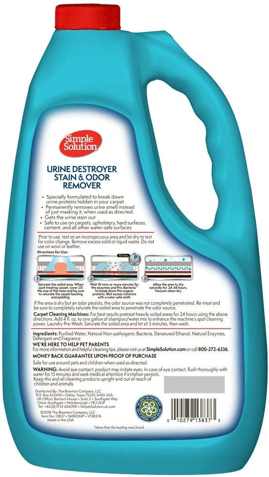 Simple Solution Urine Destroyer, Pet Urine Enzyme Cleaner, Gallon