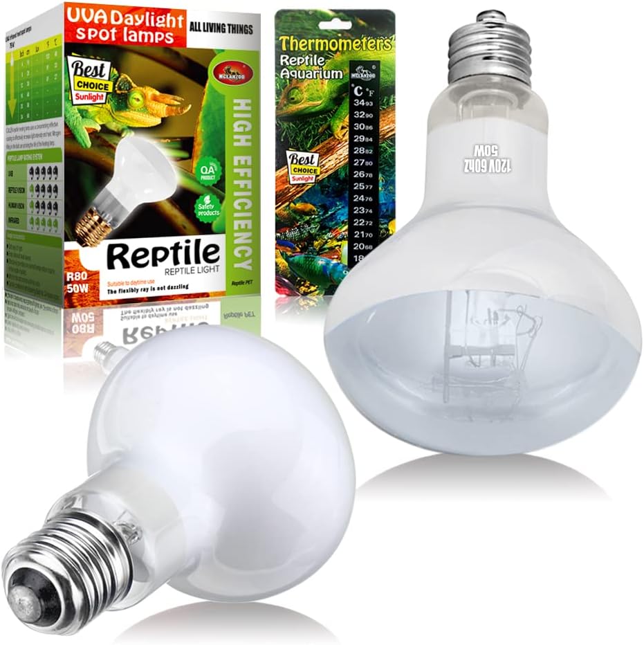 Reptile Heat Lamp 75W 2 Pack,UVA Basking Light Bulbs,Natural Daylight