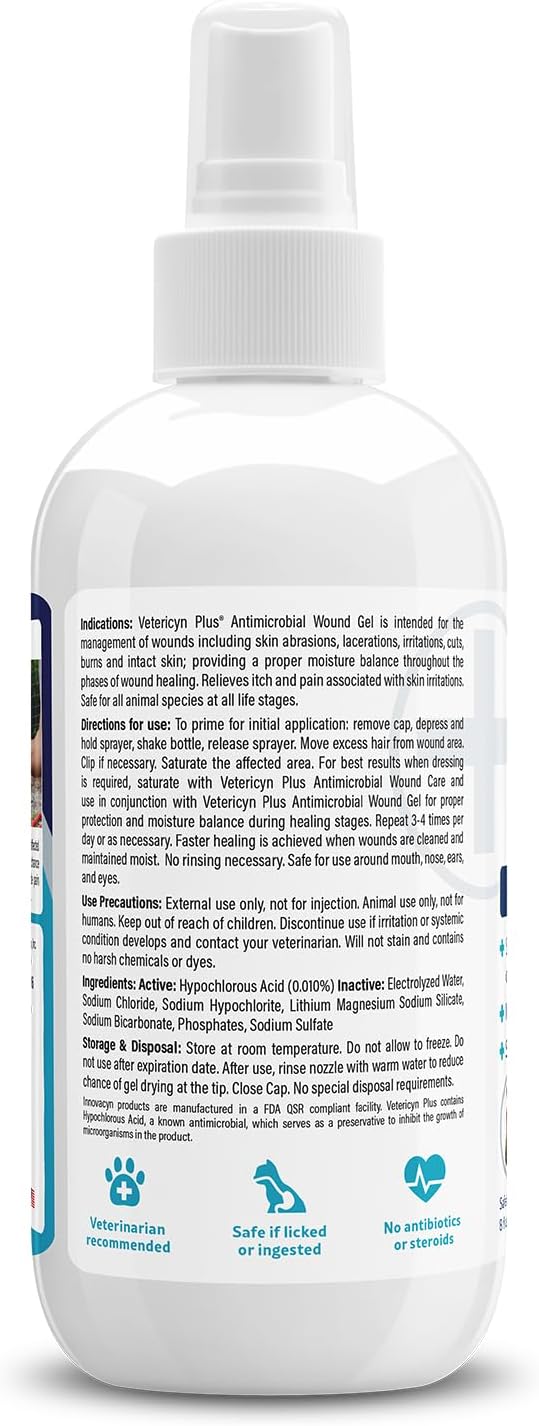 Vetericyn Plus Hydrogel Spray for Dogs, Wound & Skin Care Gel, 8 oz