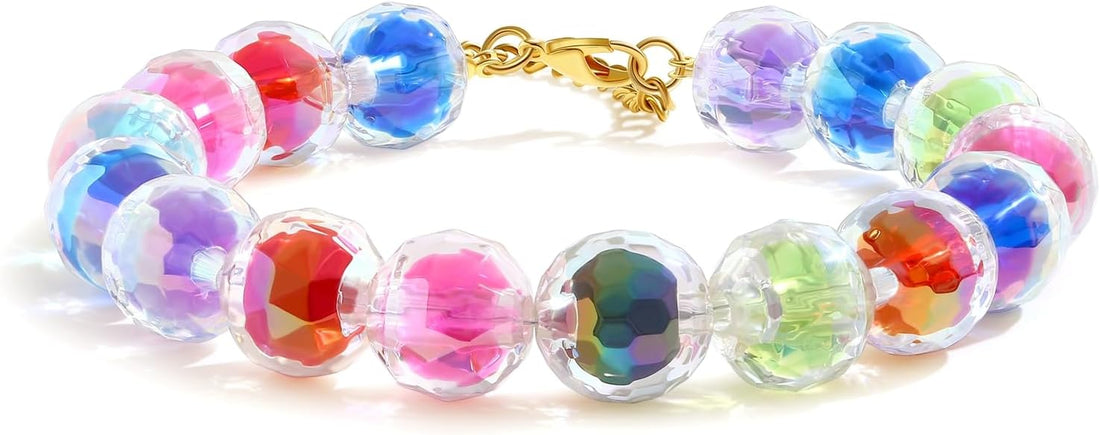 Adjustable Dog Necklace with Elegant Sparkling Colorful Crystal Pearl
