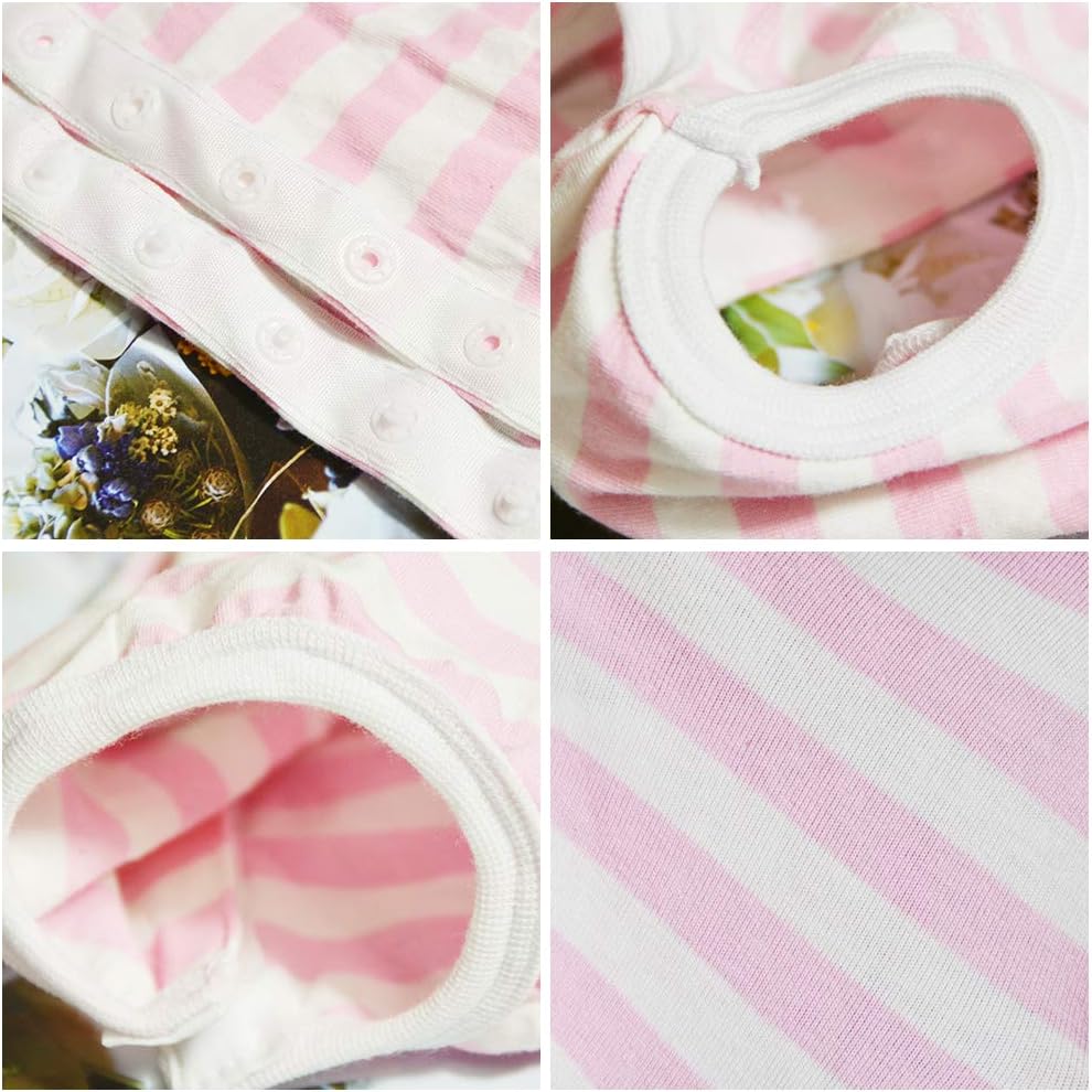 Dog Recovery Suit Post-Surgery Shirt, Pink & White Stripe