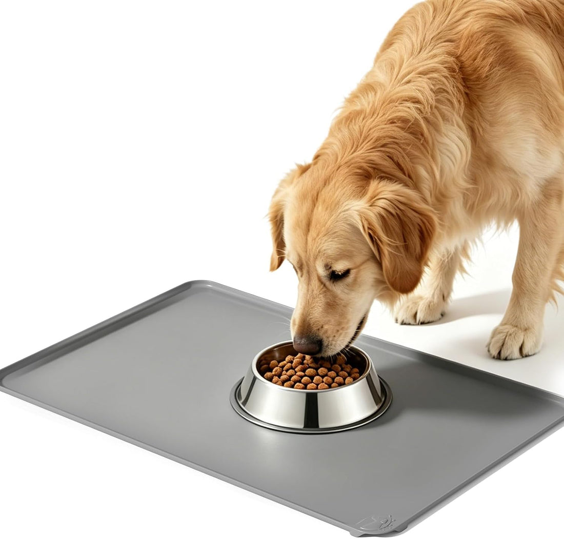 Large Pet Feeding Mat Spillproof Raised Edges Nonslip 24"x16"