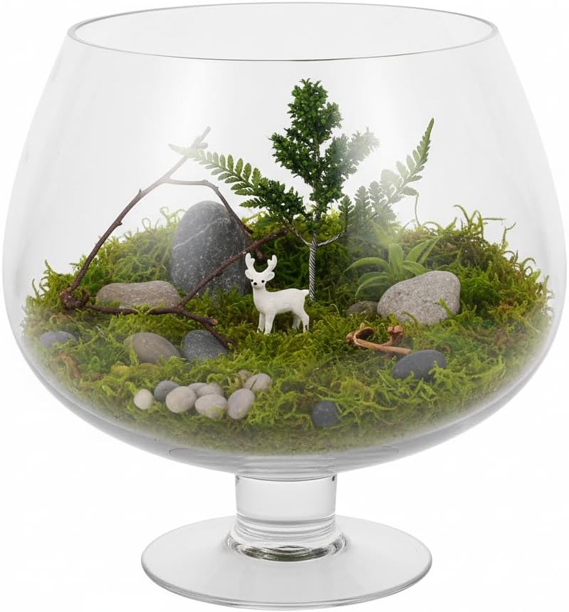 SUPVOX Glass Fish Bowl 6.7 Inch Round Goldfish Tank