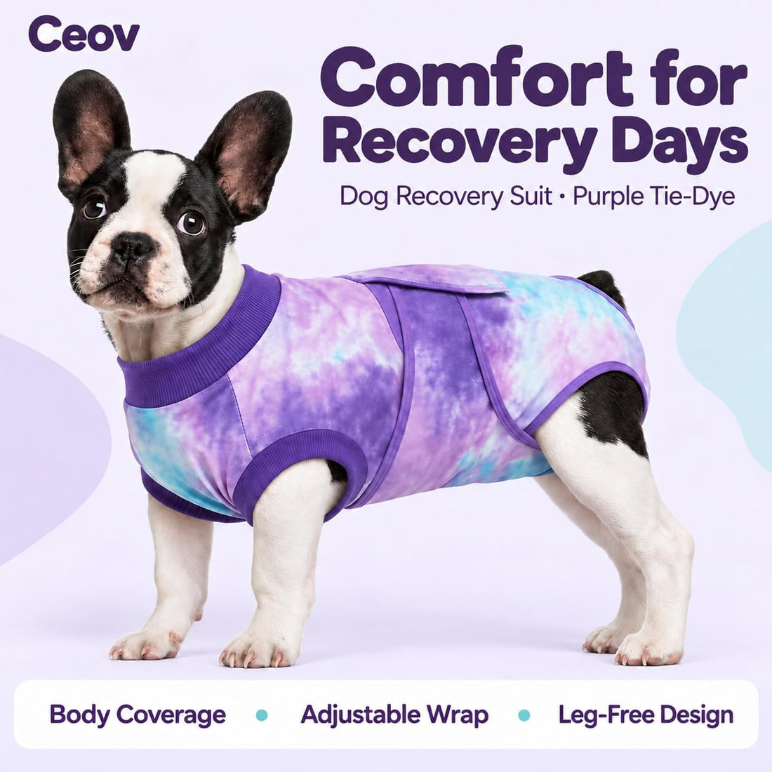 Recovery Suit for Dogs After Surgery, Tie-Dye Breathable Dog Bodysuit