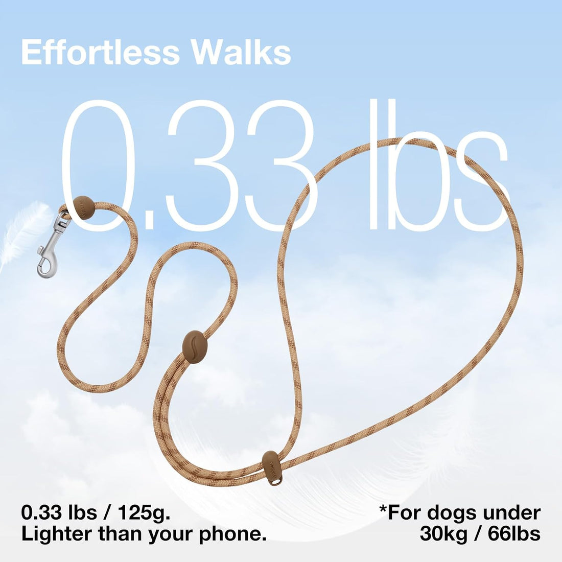 VETRESKA Crossbody Hands Free Dog Leash, 5FT Adjustable Leash (Coffee)