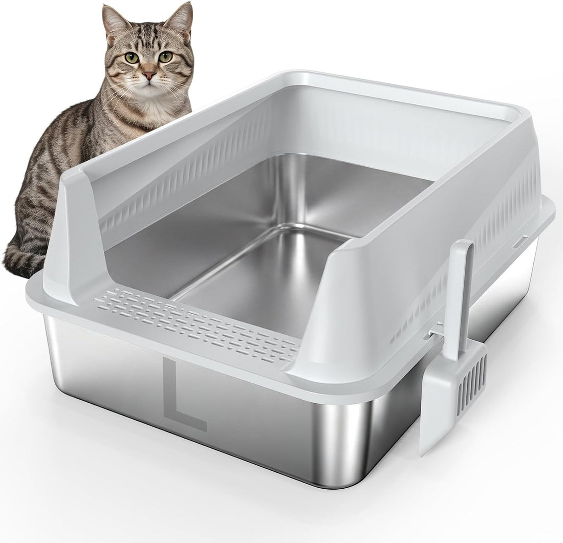 AIPERRO Stainless Steel Litter Box with Lid