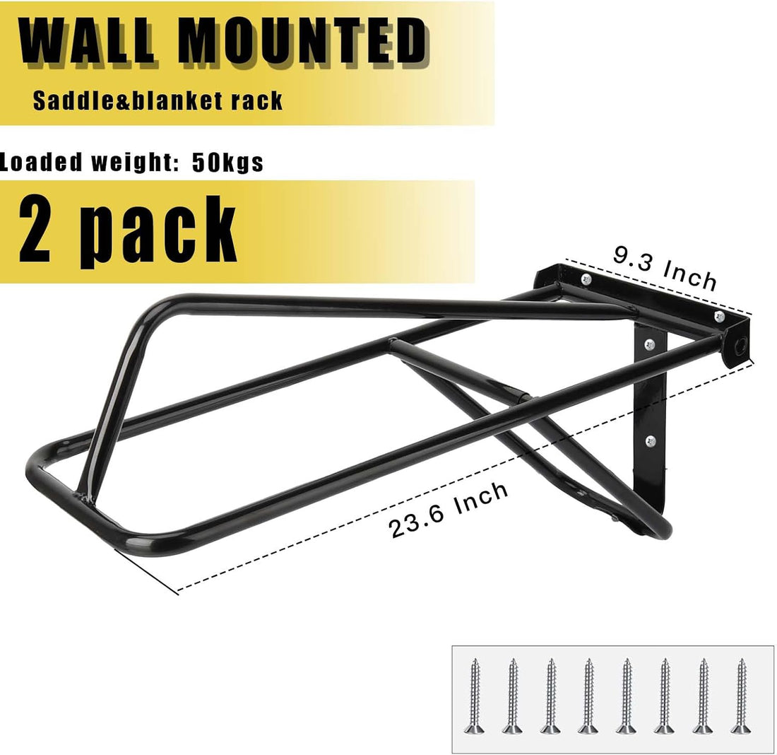 2Pcs Saddle Rack,Wall Mounted Folding Saddle Rack Stand Heavy Duty