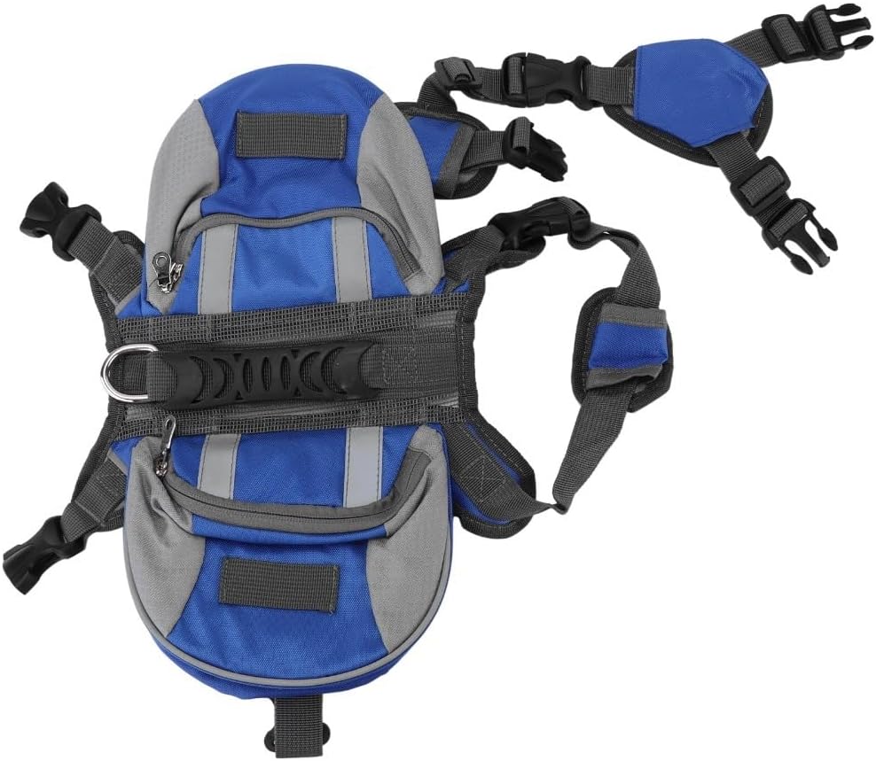 Dog Saddle Bag Backpack,Bright Blue Nylon Dog Pack with Reflective