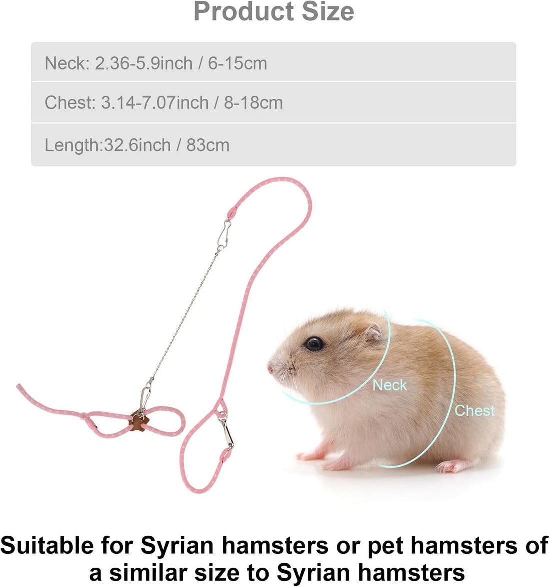 Hypeety Syrian Hamster Leash Harness Set Adjustable Training Lead