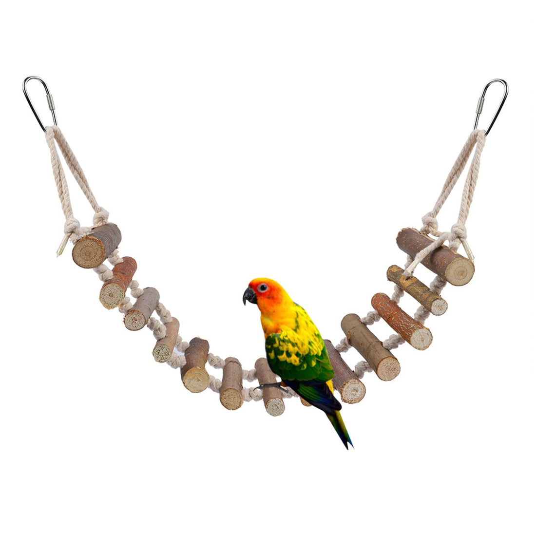 Joyzan Rope Ladder Bird Toy, Wood Stairs Climbing Activity Attachment