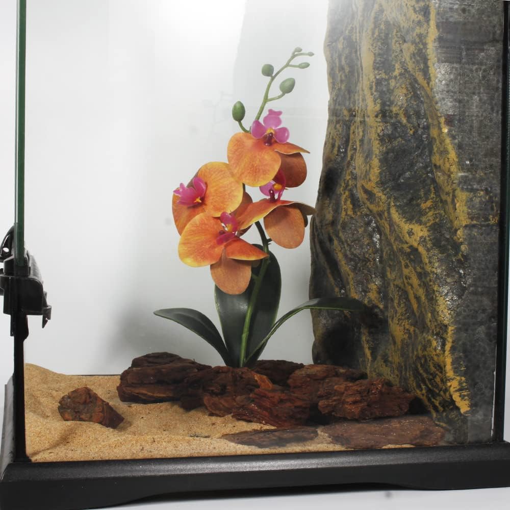 Yellow Fake Orchids, Reptile Terrarium Decor Tarantula Gecko Tank