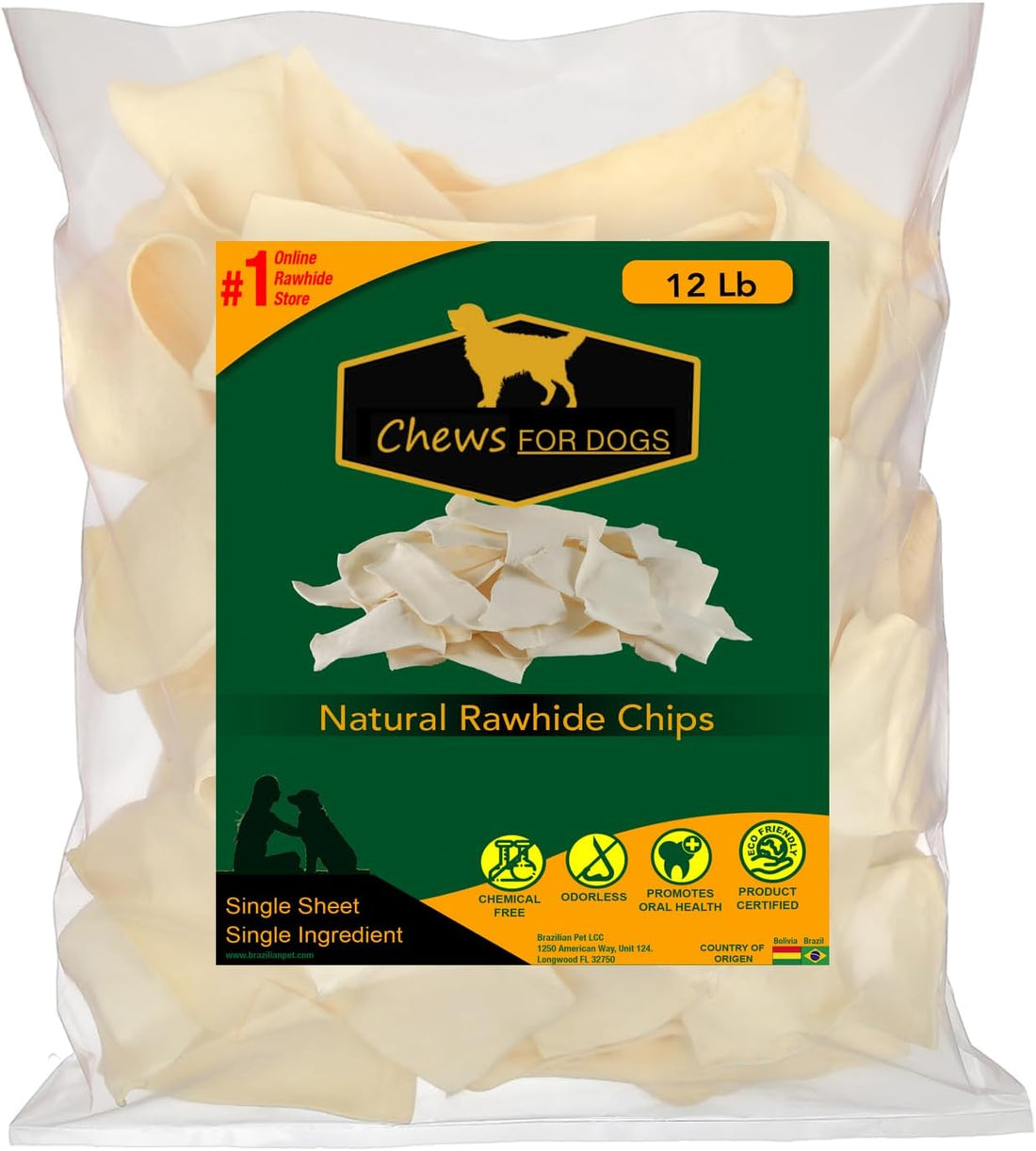 Chews for Dogs Premium Rawhide Chips – Natural Long-Lasting Treats