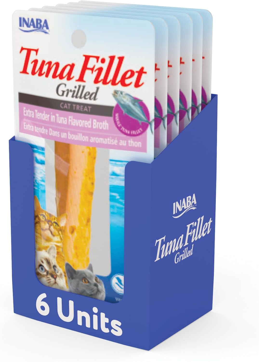 INABA Grilled Fillets Cat Treats, Extra Tender Tuna in Tuna Broth, 6ct