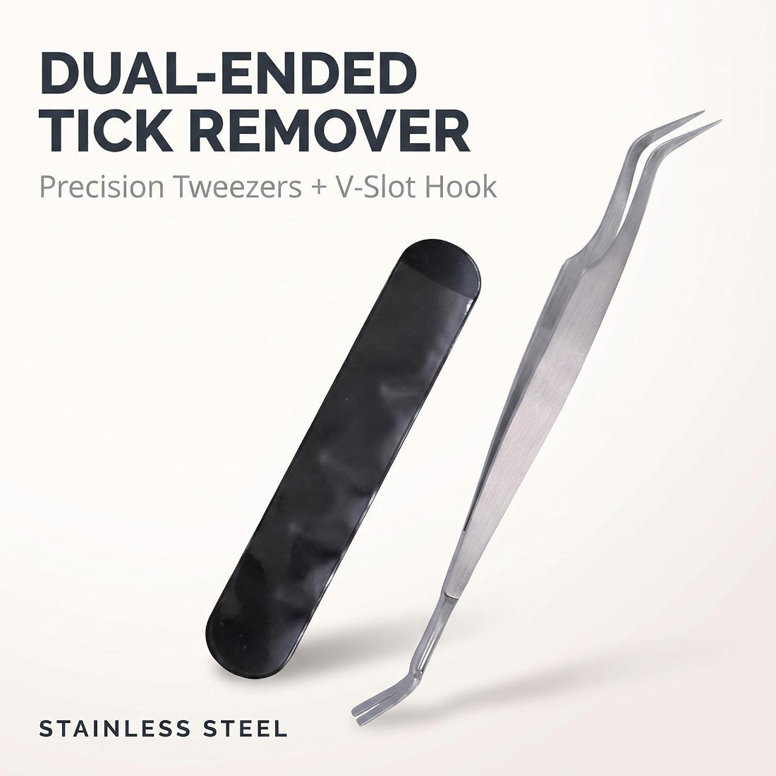 Jinshining Silver 2 in 1 Tick Removal Tool for Pets,Stainless Steel