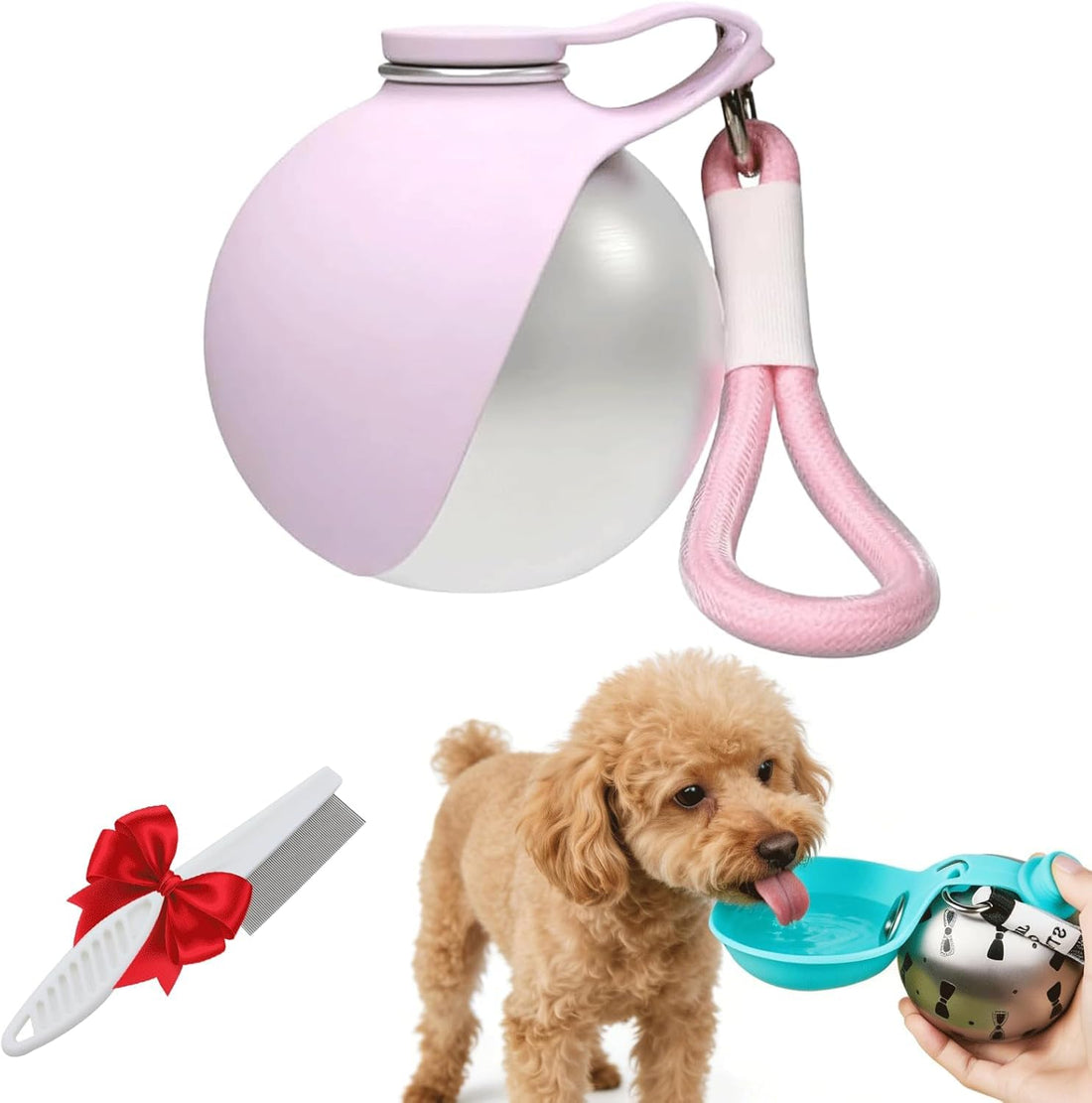 Portable Dog Water Bottle, 304 Stainless Steel Foldable Pet Water Cup
