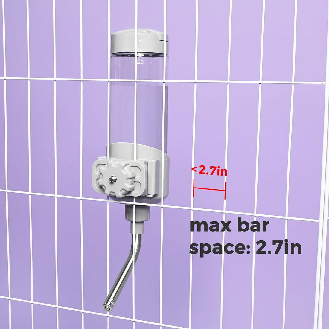 VANNON Hanging Water Bottle for Cage, 23oz Pet Water Dispenser, Grey