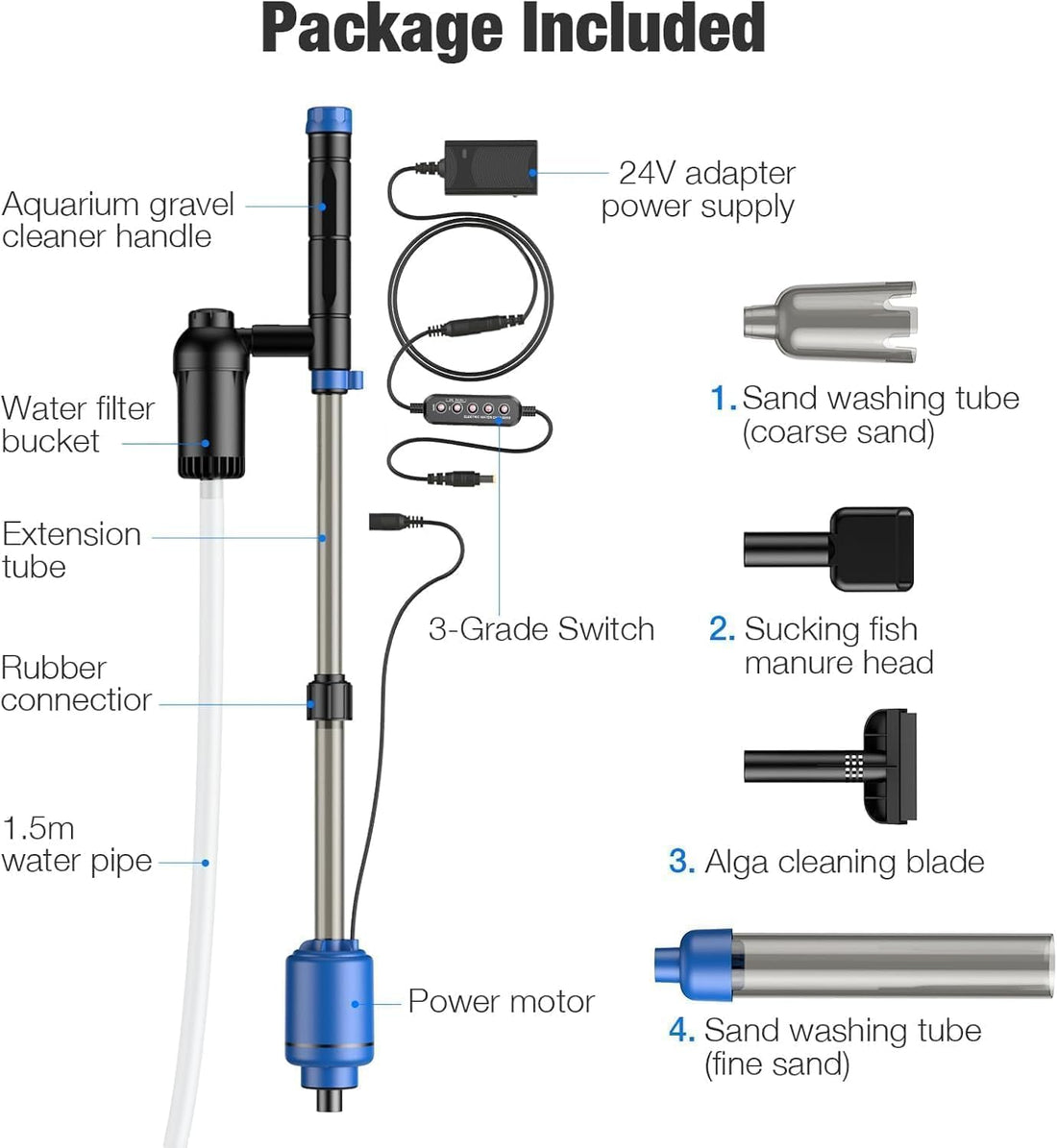 bedee 24W Aquarium Vacuum Gravel Cleaner