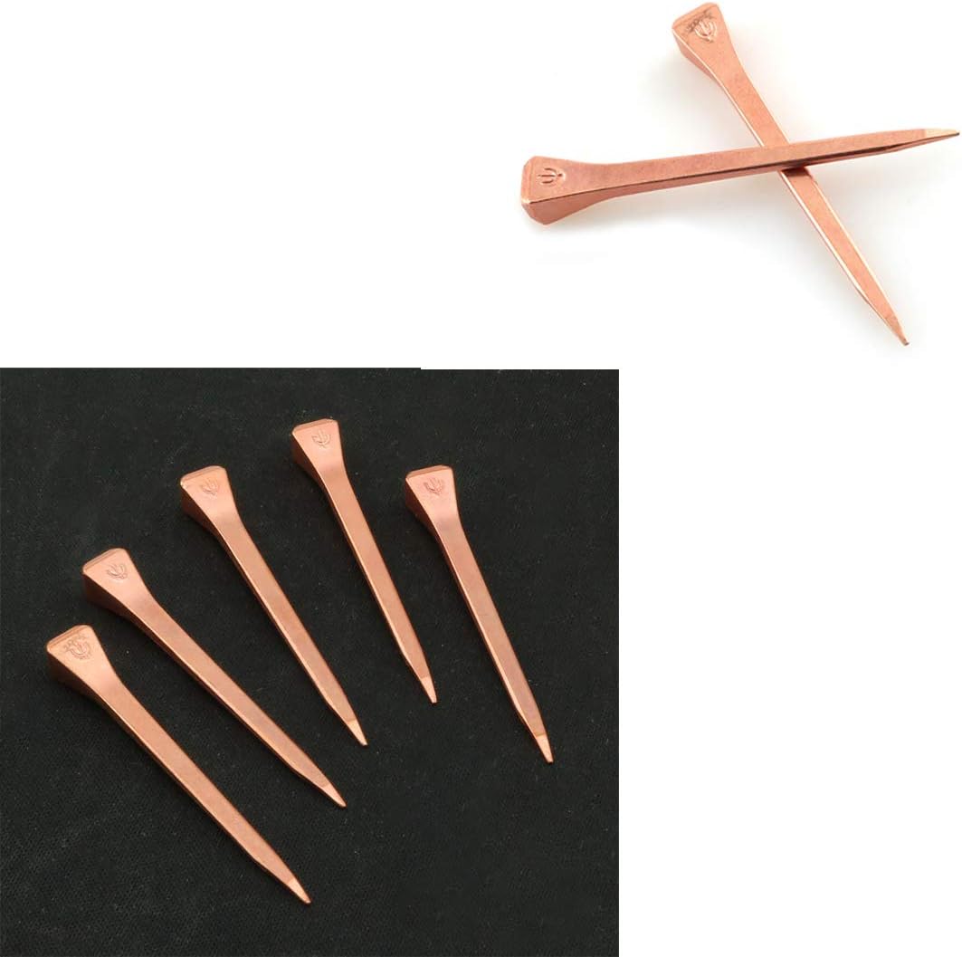 DZS Elec 25pcs E5 Horseshoe Nail 2.1 Inch Copper Plating Steel Horse Shoe Nails Craft High Tensile Strength Precision Nails