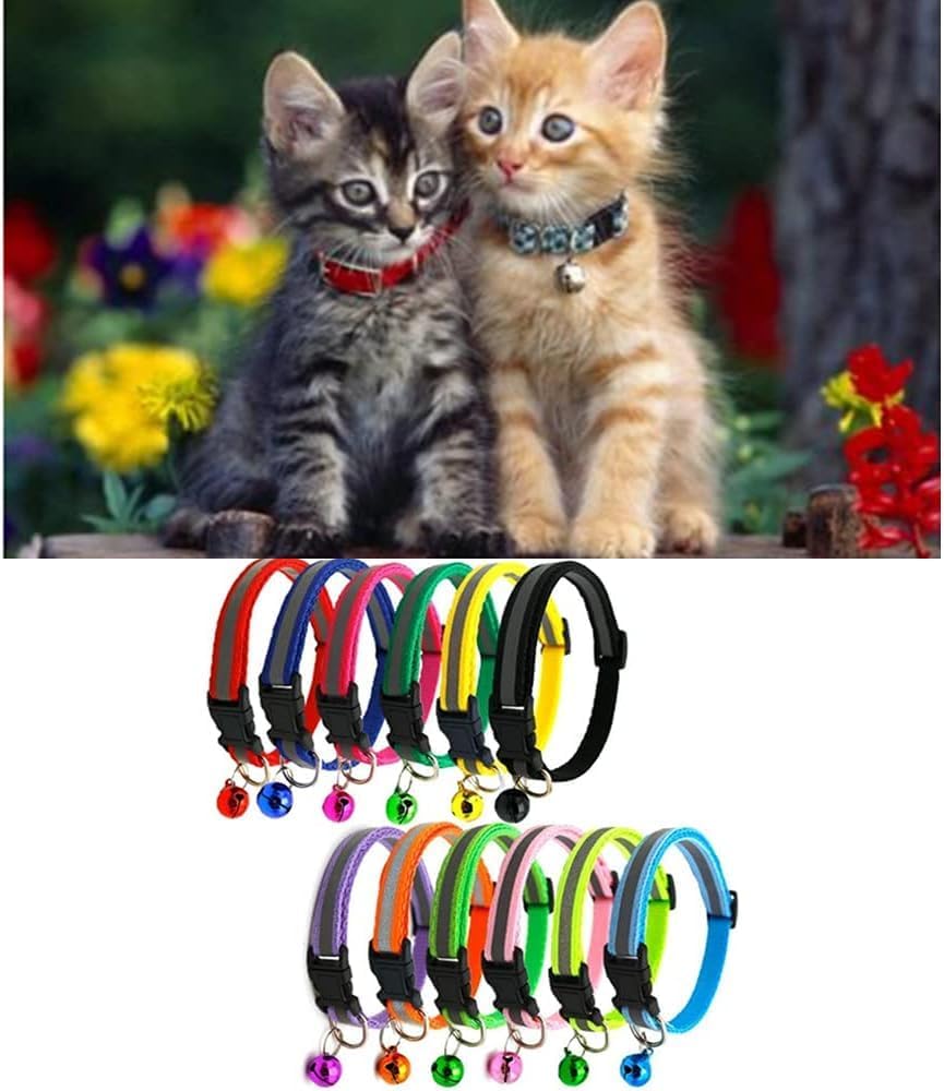XXS XS Kitten Collar with Bell,Puppy Collar with Quick Release Buckle